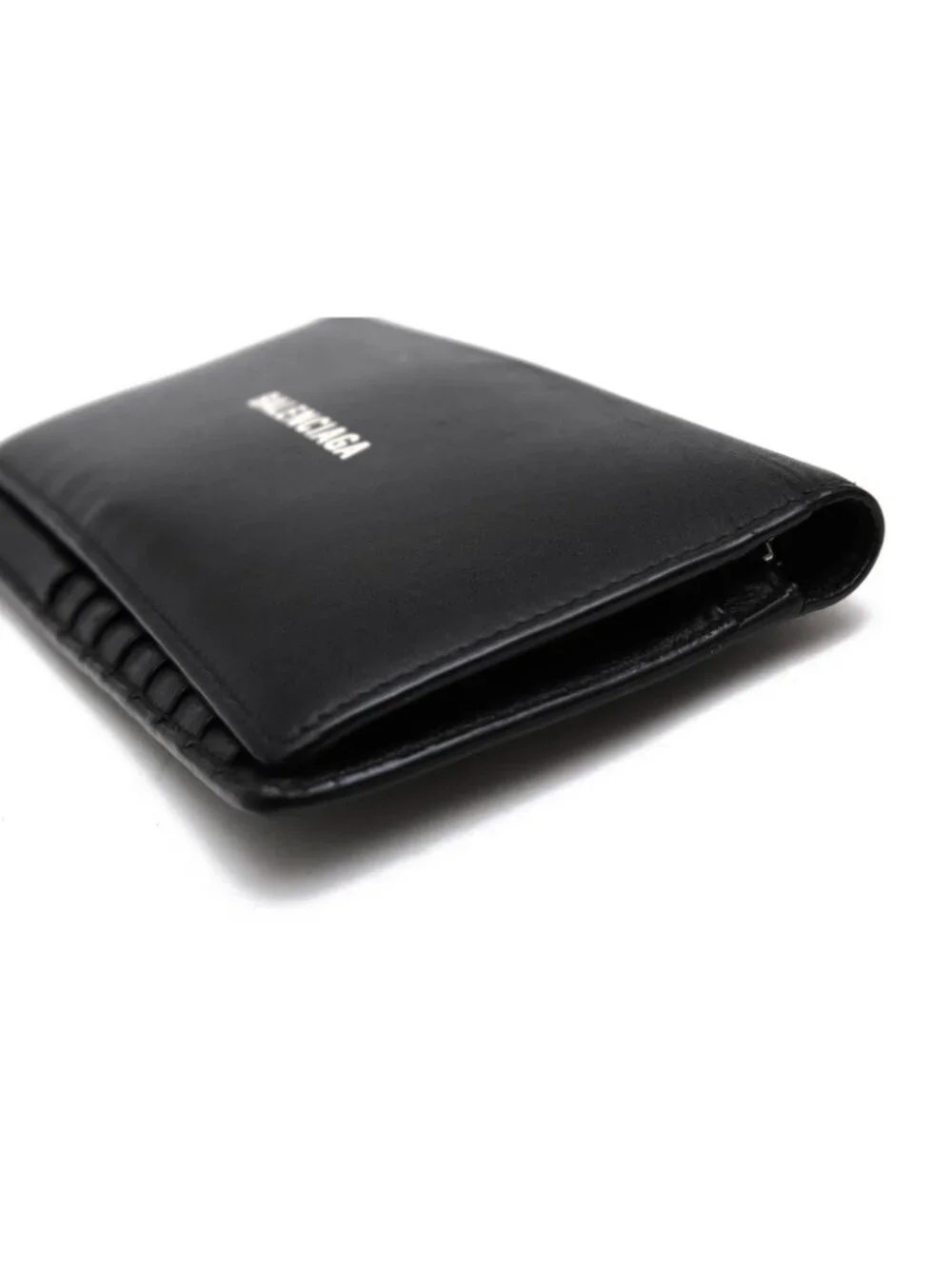 Balenciaga Wallet Leather Black Cash Vertical with Coin Purse Bifold